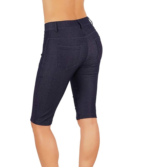 Jean Look Cotton Blend Jeggings Tights Slimming - Picture 2 of 4